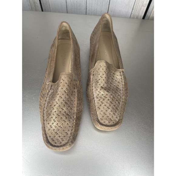 Donald J. Pliner Lula Loafer Oxford Shoe Bronze Gold Metallic Slip On Size 6 - Picture 2 of 6
